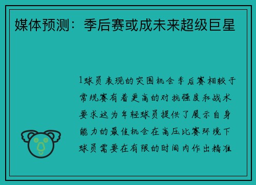 媒体预测：季后赛或成未来超级巨星